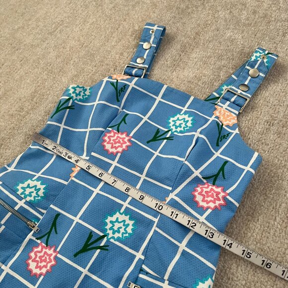 Sretsis by Pim Sukhahuta Blue Floral Jumper Mini Dress 6 Cotton Blend - Picture 6 of 8